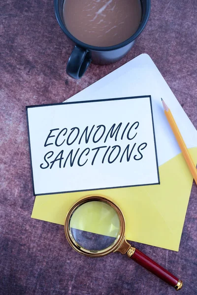 Conceptual Caption Economic Sanctionspenalty Punishment Levied Another Country Trade War — Stock Photo, Image