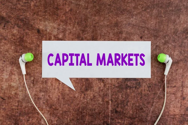 Conceptual caption Capital MarketsAllow businesses to raise funds by providing market security, Business idea Allow businesses to raise funds by providing market security