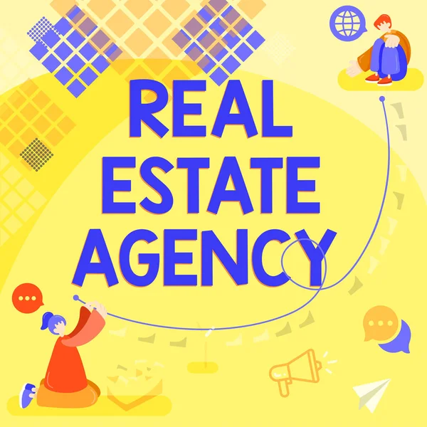 Sign displaying Real Estate AgencyBusiness Entity Arrange Sell Rent Lease Manage Properties, Business concept Business Entity Arrange Sell Rent Lease Manage Properties