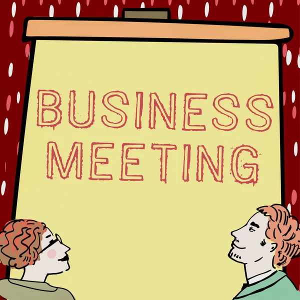 Señal Que Muestra Reunión Negociosutilizado Discutir Temas Que Pueden Abordar — Foto de Stock