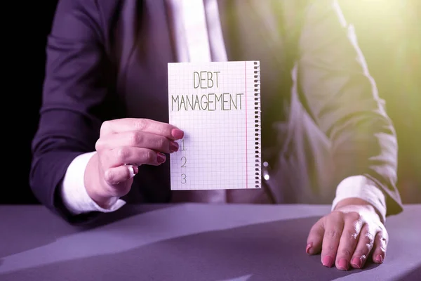 Sign Displaying Debt Managementthe Formal Agreement Debtor Creditor Business Idea — Stock Photo, Image