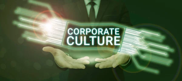 Text sign showing Corporate CultureBeliefs and ideas that a company has Shared values, Business concept Beliefs and ideas that a company has Shared values