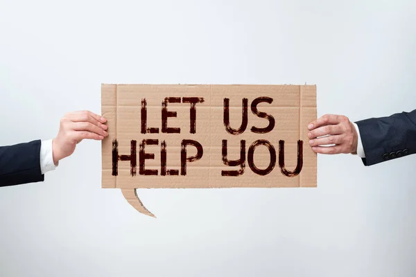 Yazısı Işareti Htiyacı Olan Yaklaşımında Ona Yardım Edecek Birine Yardım — Stok fotoğraf