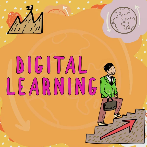 Konceptuell Visning Digitalt Lärandeåtföljt Teknik Eller Undervisning Begreppsmässig Innebörd Åtföljd — Stockfoto