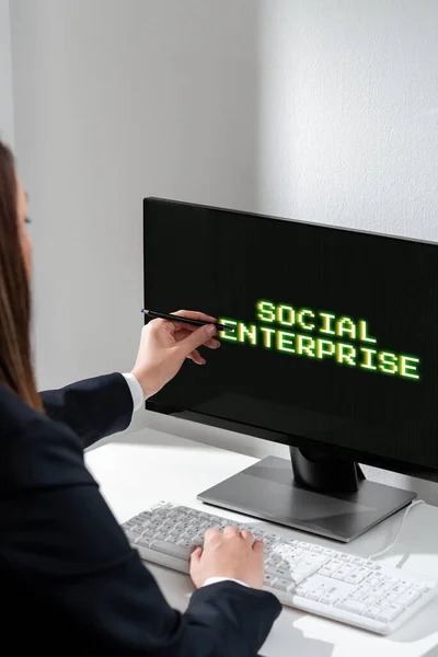 Schild Mit Der Aufschrift Social Enterprisebusiness Das Auf Sozial Verantwortliche — Stockfoto