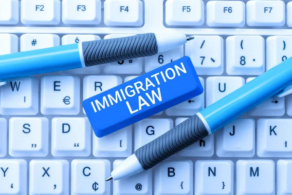 Texto Inspirador Imigração Legislação Emigração Cidadão Lícita Realização Viagens Vitrine — Fotografia de Stock