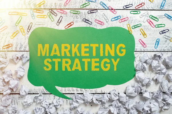 Scrittura Visualizzazione Testo Strategia Marketingschema Come Stendere Prodotti Servizi Business — Foto Stock