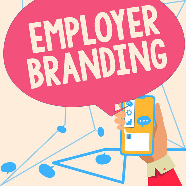 Концептуальный дисплей Брендинг Работодателя Процесс продвижения репутации компании Построение репутации, бизнес-подход Процесс продвижения компании Построение репутации