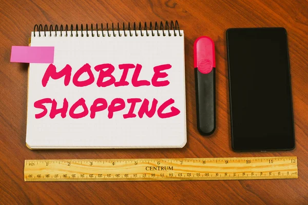 Écriture Afficher Texte Mobile Shoppingachat Vente Biens Services Par Mobile — Photo