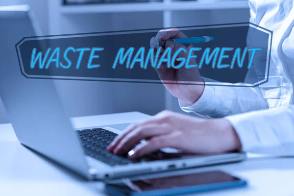 Assinar Exibindo Waste Managementactions Necessário Gerenciar Início Lixo Para Eliminação — Fotografia de Stock