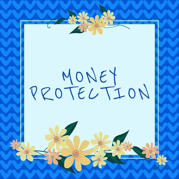 Mostra Segno Money Protectionprotect Locatario Soldi Paga Padrone Casa Business — Foto Stock