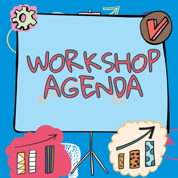 Escrever Exibindo Agenda Workshop Texto Ajuda Você Garantir Que Seu — Fotografia de Stock