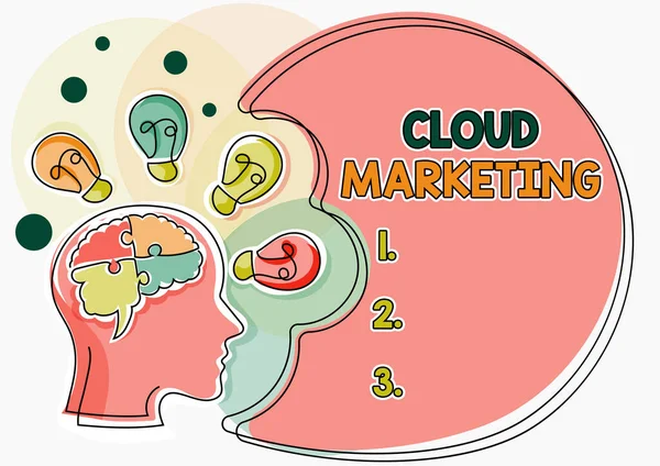 Cloud Marketing Işaret Eden Ilham Kaynağı Bir Organizasyonun Hizmetlerini Pazarlama — Stok fotoğraf