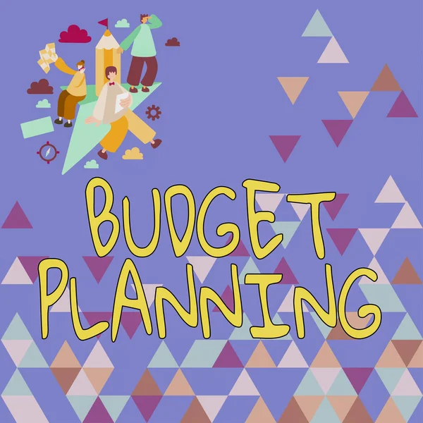 Exibição Conceitual Planejamento Orçamentoa Descrição Escrita Sobre Despesas Atuais Futuras — Fotografia de Stock