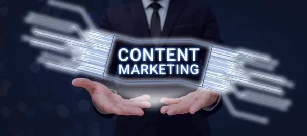 Exibição Conceitual Marketing Conteúdoenvolve Criação Compartilhamento Material Online Exposição Negócios — Fotografia de Stock