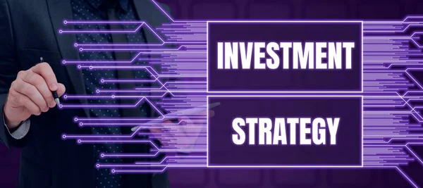 Подпись Отображающая Инвестиционную Стратегию Концепцию Означающую Набор Правил Поведение Инвестора — стоковое фото