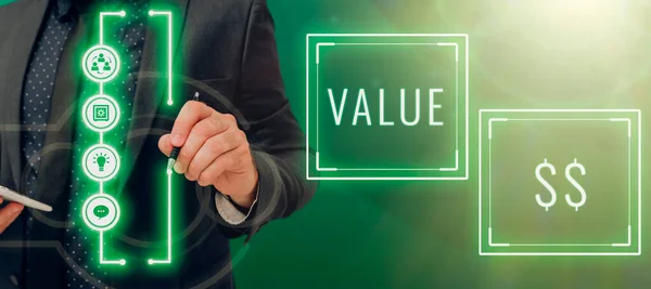 Εγγραφή Εμφάνισης Κειμένου Value Dolar Business Concept Αξία Της Διεργασίας — Φωτογραφία Αρχείου