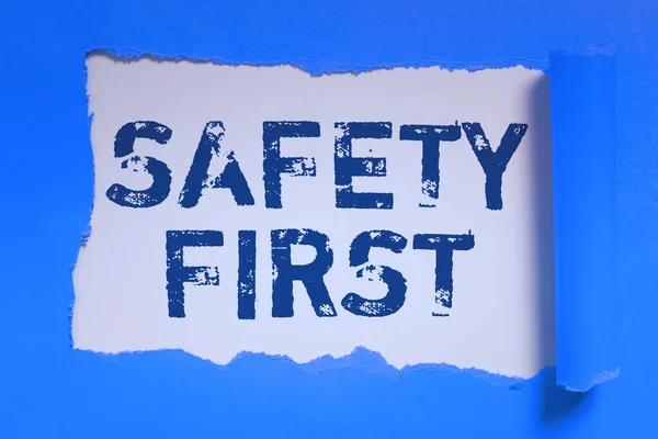 Szöveg Megjelenítése Biztonság Első Üzleti Ötlet Kerülje Szükségtelen Kockázatot Élő — Stock Fotó