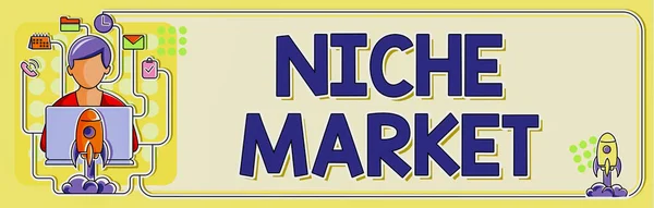 Hand writing sign Niche Market, Business idea Subset of the market on which specific product is focused