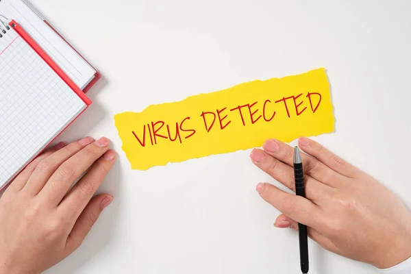 Текстовий Знак Показує Комп Ютерну Програму Virus Detecteda Яка Використовується — стокове фото