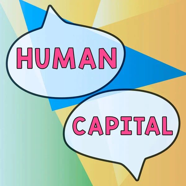 Text sign showing Human Capital, Business overview Intangible Collective Resources Competence Capital Education