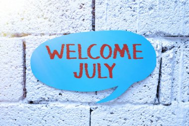 Metin işareti: Hoşgeldiniz Temmuz, Takvim Sözcüğü Yedinci Ay 31. gün Üçüncü Çeyrek Yeni Sezon