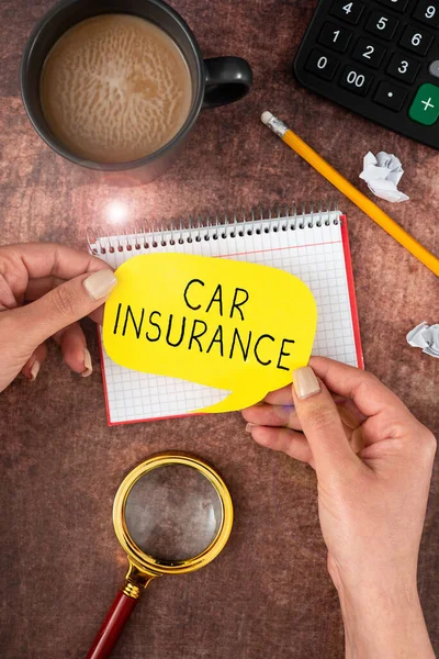 Text Sign Showing Car Insurance Word Written Accidents Coverage Comprehensive — Stock Photo, Image