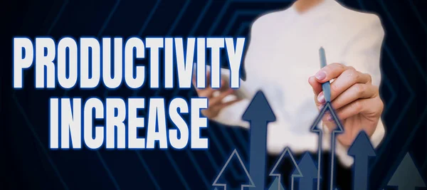 Text sign showing Productivity Increase, Business showcase get more things done Output per unit of Product Input