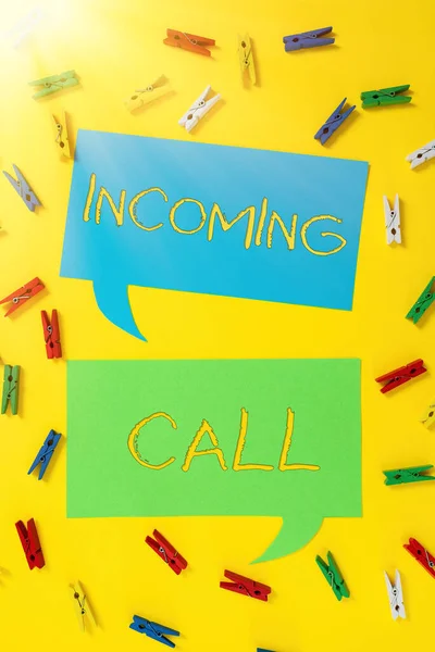 Affichage Conceptuel Incoming Call Concept Signifiant Inbound Received Caller Téléphone — Photo