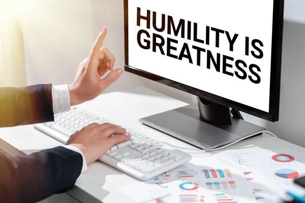 Legenda Conceitual Humildade Grandeza Abordagem Negócios Sendo Humilde Uma Virtude — Fotografia de Stock