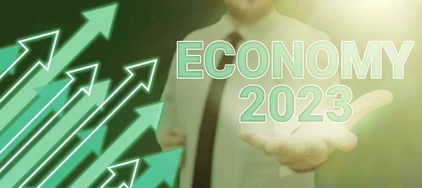 Didascalia Concettuale Economia 2023 Concetto Internet Stato Ricchezza Risorse Paese — Foto Stock