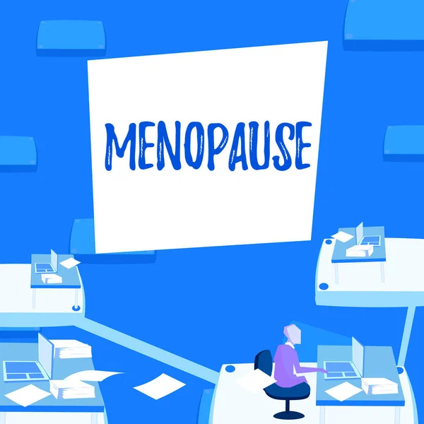 Leyenda Conceptual Menopausia Concepto Internet Período Cese Permanente Fin Del — Foto de Stock