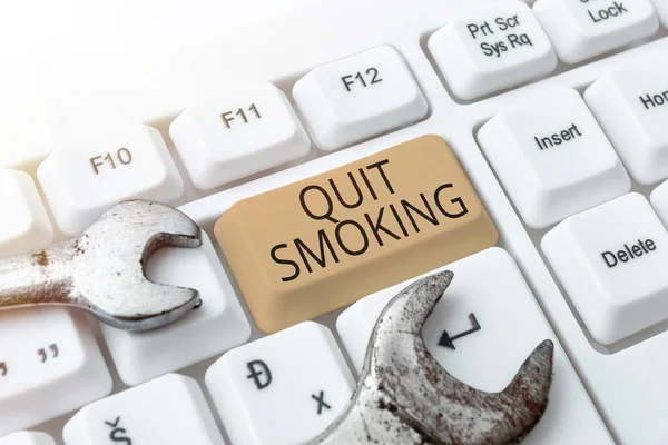 Handwriting Text Quit Smoking Word Discontinuing Stopping Use Tobacco Addiction — Stock Photo, Image