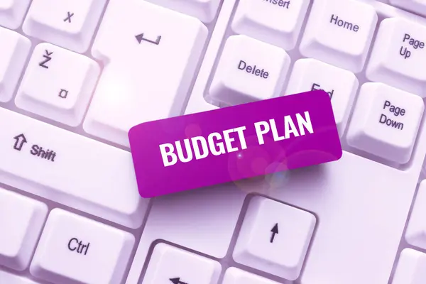 Schreiben Von Text Budgetplan Business Übersicht Finanzplan Für Einen Definierten — Stockfoto