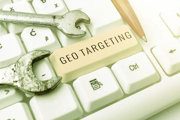 Konzeptionelle Bildunterschrift Geo Targeting Konzept Für Digitale Anzeigen Ansichten Adresse — Stockfoto