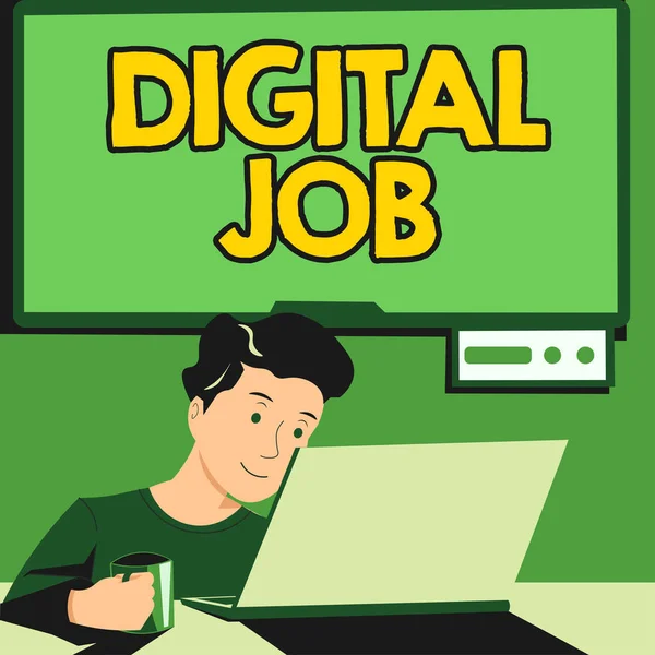 Conceptual caption Digital Job, Business showcase get paid task done through internet and personal computer