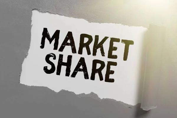 Segnale Testo Indicante Quota Mercato Panoramica Aziendale Porzione Mercato Controllata — Foto Stock