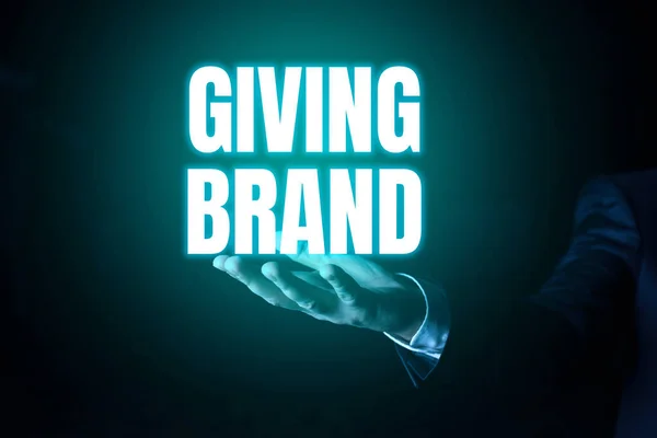 Szöveg Megjelenítése Giving Brand Business Showcase Névadás Folyamata Vállalati Termékeknek — Stock Fotó