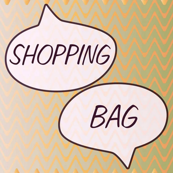 個人の所有物又は購入を行うためのショッピングバッグ ビジネスアプローチコンテナを表示する標識 — ストック写真