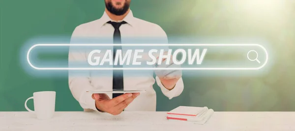 Firma Mostrando Game Show Programa Concepto Negocio Televisión Radio Con — Foto de Stock