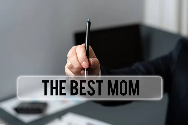 Texto Que Muestra Inspiración Mejor Mamá Escaparate Negocios Apreciación Por —  Fotos de Stock