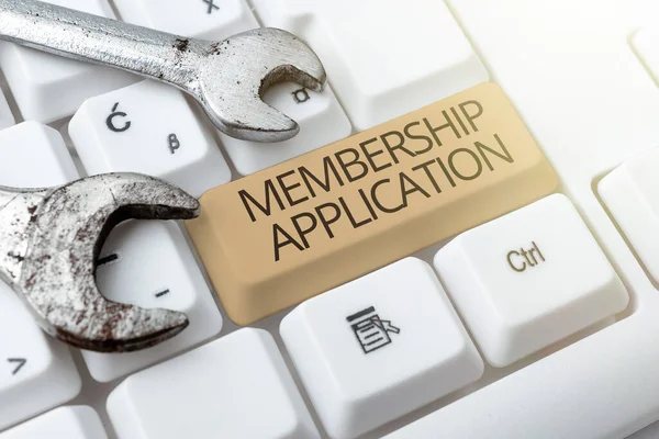 Writing displaying text Membership Application, Business approach Gateway to any organization to check if Eligible