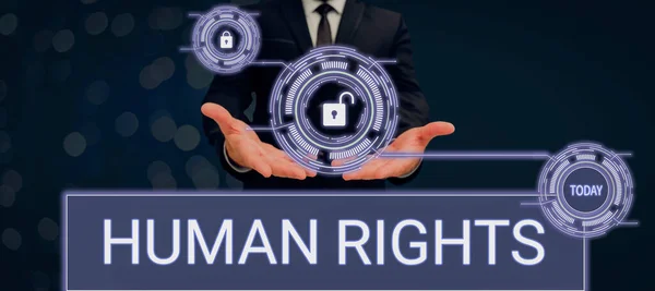 Натхнення Показує Знак Права Людини Інтернет Концепція Моральні Принципи Норми — стокове фото