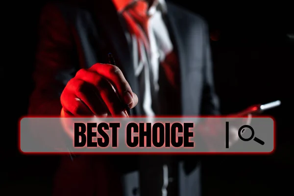 コンセプト表示 Best Choice ベストチョイス 2つ以上の可能性を選択または決定するビジネスコンセプト — ストック写真