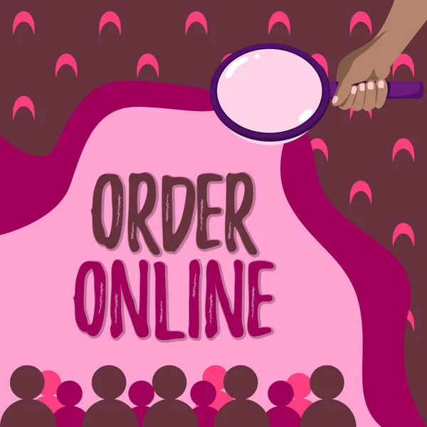 온라인 텍스트 Order Online 인터넷 컨셉트는 인터넷을 판매자로부터 재화와 서비스를 — 스톡 사진