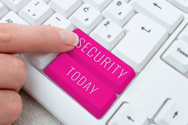 Text Caption Presenting Security Business Concept Stav Bezpečí Stabilní Bez — Stock fotografie