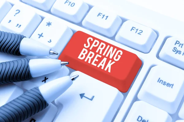 Writing Displaying Text Spring Break Business Concept Vacation Period School — Stock Photo, Image