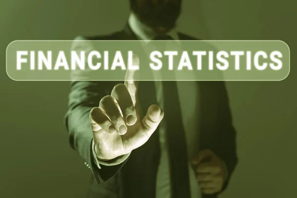 Segno Testo Che Mostra Statistiche Finanziarie Word Scritto Set Completo — Foto Stock