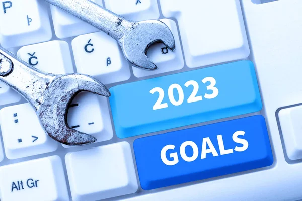 Tekst Bijschrift 2023 Doelstellingen Concept Betekent Een Plan Doen Voor — Stockfoto