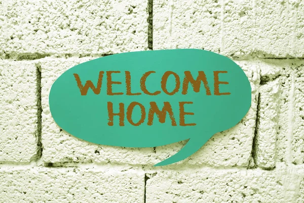 Legenda Texto Apresentando Welcome Home Ideia Negócio Expression Greetings Novos — Fotografia de Stock